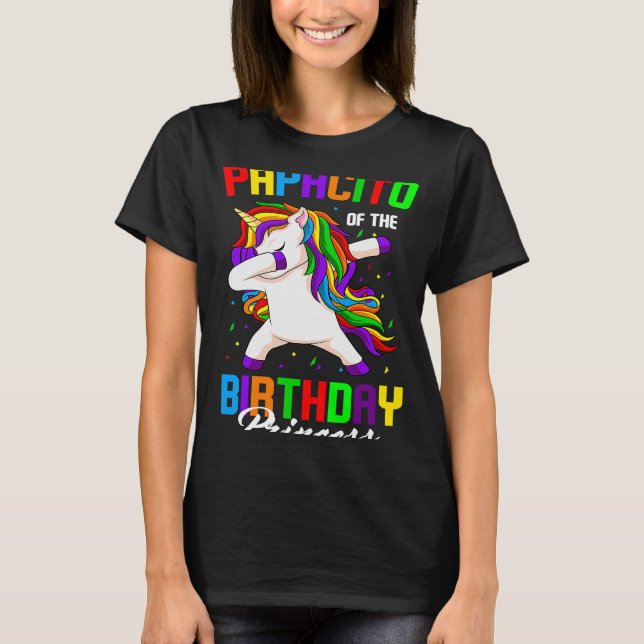 Camiseta Papacito de la princesa de cumpleaños Unicorn Dabb (Anverso)