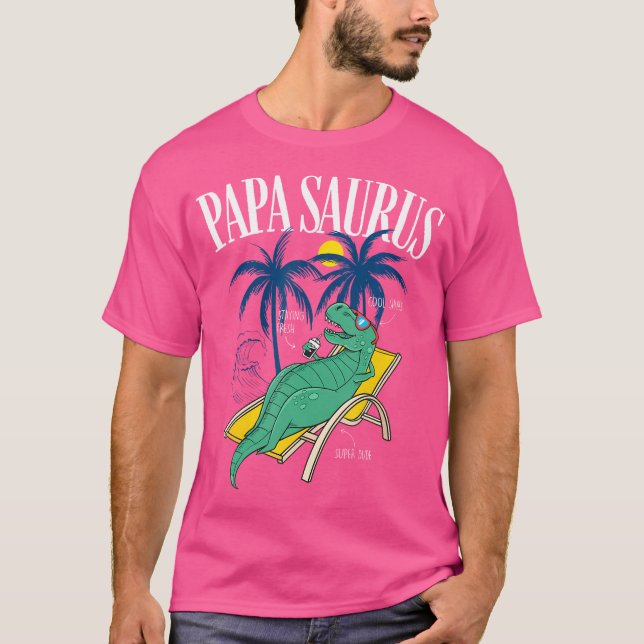 Camiseta Papas Gracioso De Dinosaurio T-Rex Del Día Del Pad (Anverso)