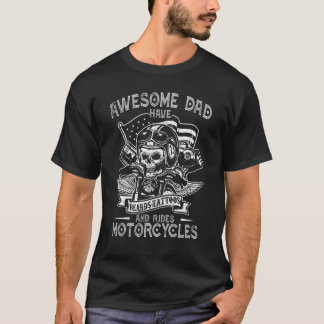 Camiseta Papás increíbles tienen barbas tatuadas montan mot