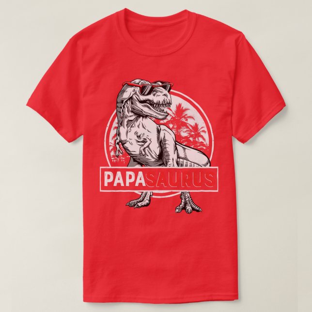 Camiseta Papasauro T rex Papa Saurus Dinosaur Hombres Papá  (Diseño del anverso)