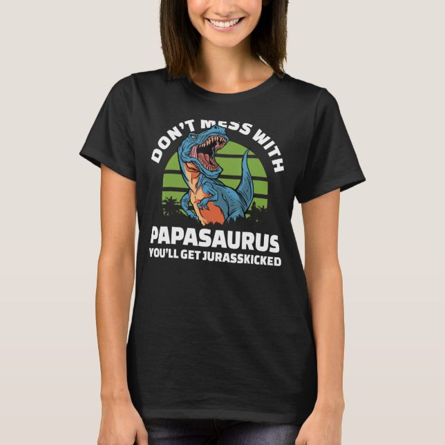 Camiseta Papasaurus juraskicks Rex para hombres dinasor pap (Anverso)