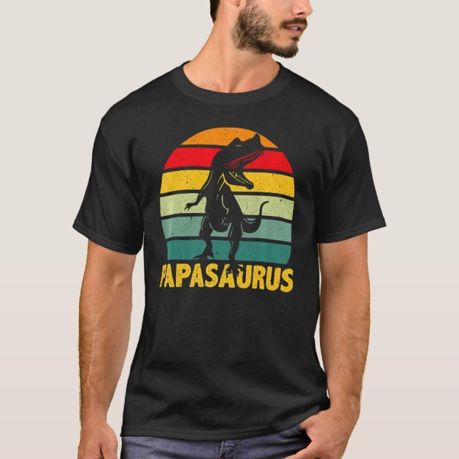Camiseta Papasaurus Rex Dinosaur Papa Saurus Día D del Padr (Anverso)