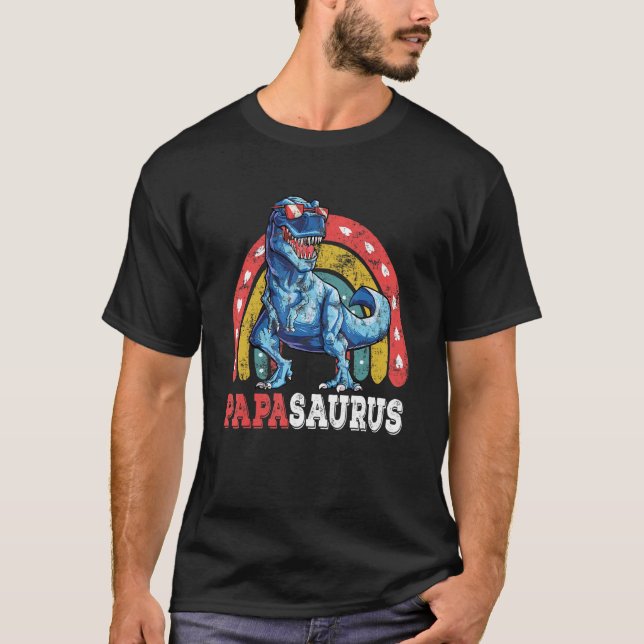 Camiseta Papasaurus Rex Rainbow Papa Saurus Family Matchin (Anverso)