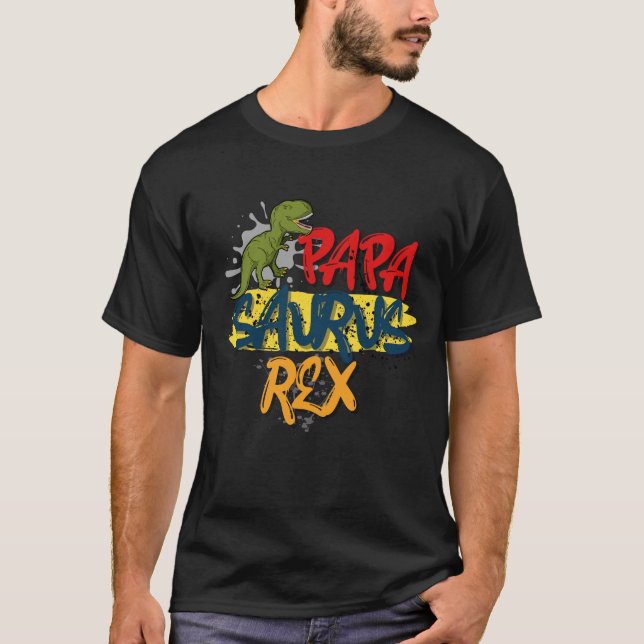 Camiseta Papasaurus Rex Retro shirt-Funny Padre Day-Gift  (Anverso)