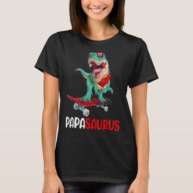 Camiseta Papasaurus Trex Papa Saurus Dad Dinsoaur (Anverso)