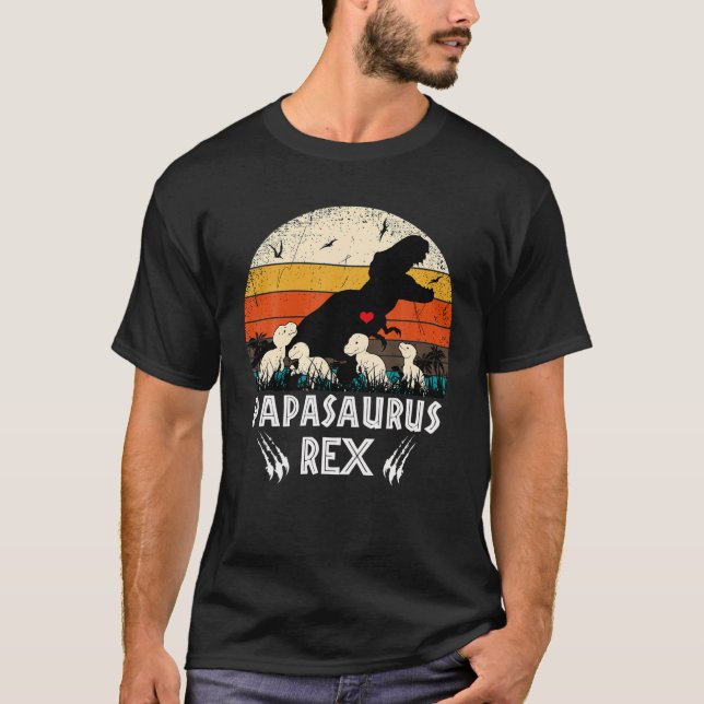 Camiseta Papasaurus TRex Papa Saurus Dinosaurio Día del Pad (Anverso)