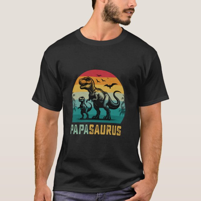 Camiseta Papasaurus Trex Sonsaurus Funny Papa Dinosaur Fath (Anverso)