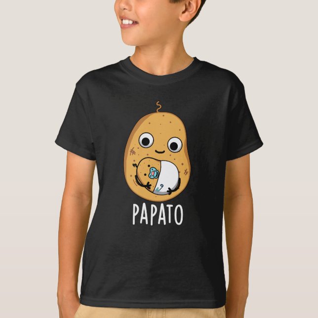 Camiseta Papato Funny Potato Pun Dark BG (Anverso)