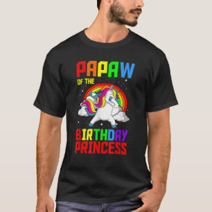 Camiseta Papaw De La Princesa De Cumpleaños Unicorn Rainbow