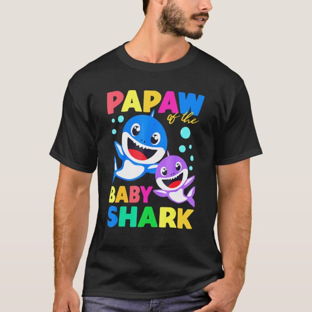 Camiseta Papaw Del Bebé Cumpleaños Tiburón Papaw Shark (Anverso)