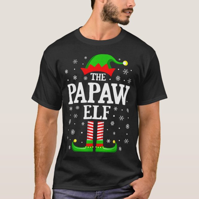 Camiseta Papaw Elf Funny Christmas Family Matching  (Anverso)