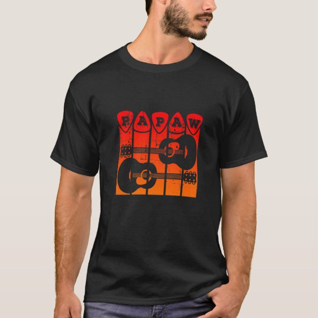 Camiseta Papaw Guitar Pick Guitar Player Grandpa Retro Guit (Anverso)