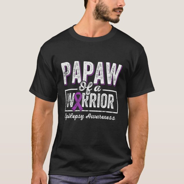 Camiseta Papaw of a Warrior Epilepsy Papaw Purple Ribbon Su (Anverso)