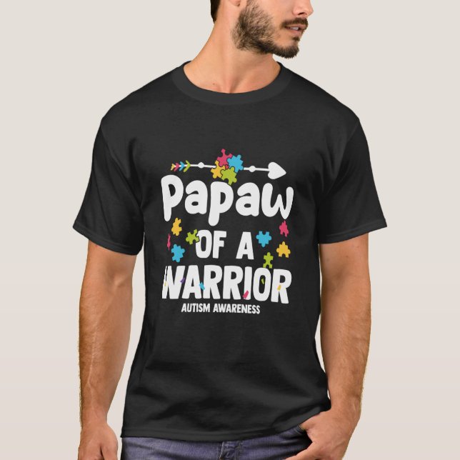 Camiseta Papaw of a Warriors Autism Family Puzzle Awareness (Anverso)