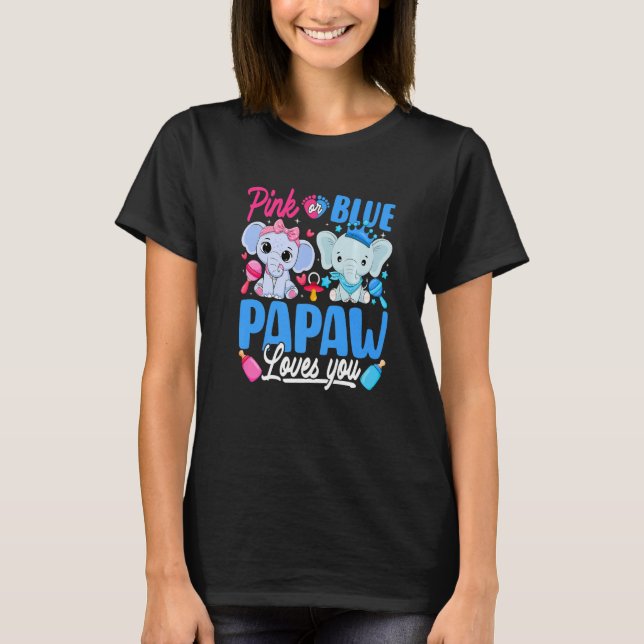 Camiseta Papaw Rosa O Azul Te Ama Género Revelador Elephan (Anverso)