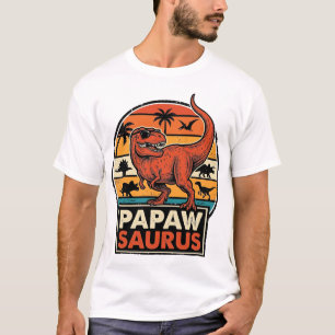 Camiseta Papawsaurus Diseño Vectorial Retro Dinosaurio Atar