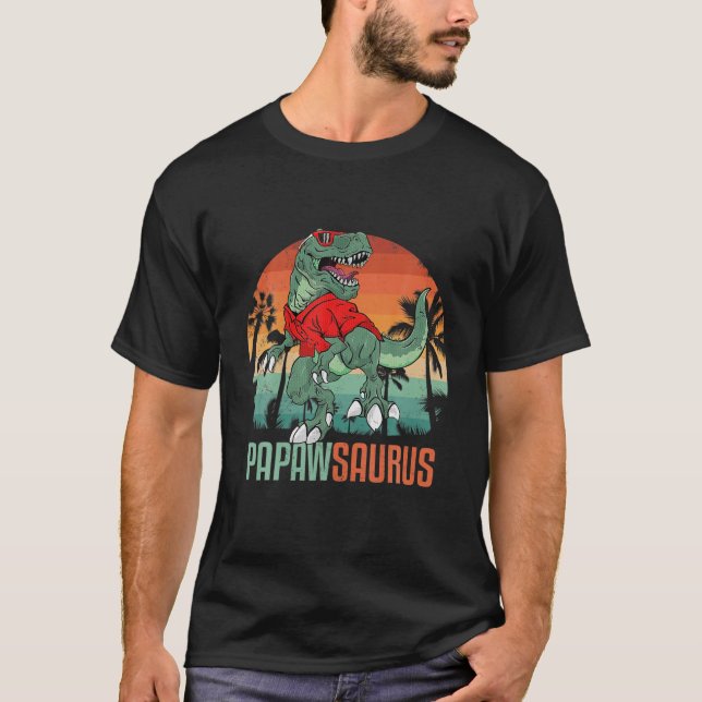 Camiseta Papawsaurus T Rex Papaw Saurus Dinosaur Viendo Su (Anverso)