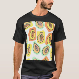 Camiseta Papaya dibujada a mano: Patrón de cosecha creativa