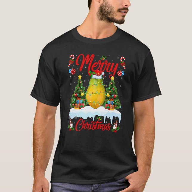 Camiseta Papaya Fruit Lights Xmas Tree Santa Papaya Christm (Anverso)
