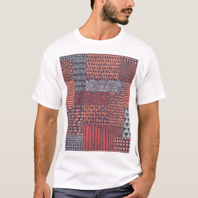 Camiseta Papel bohemio: diseño a mano sin costuras. (Anverso)