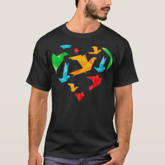 Camiseta Papel cardíaco grúa papel doblado artista japonés