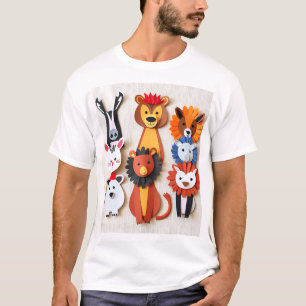 Camiseta Papel coloreado hecho a mano Animales salvajes