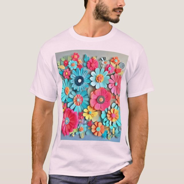 Camiseta Papel colorido Arte floral (Anverso)