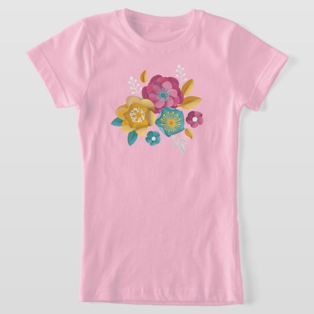 Camiseta Papel de Bouquet de círculo florido en 3D (Distribución)