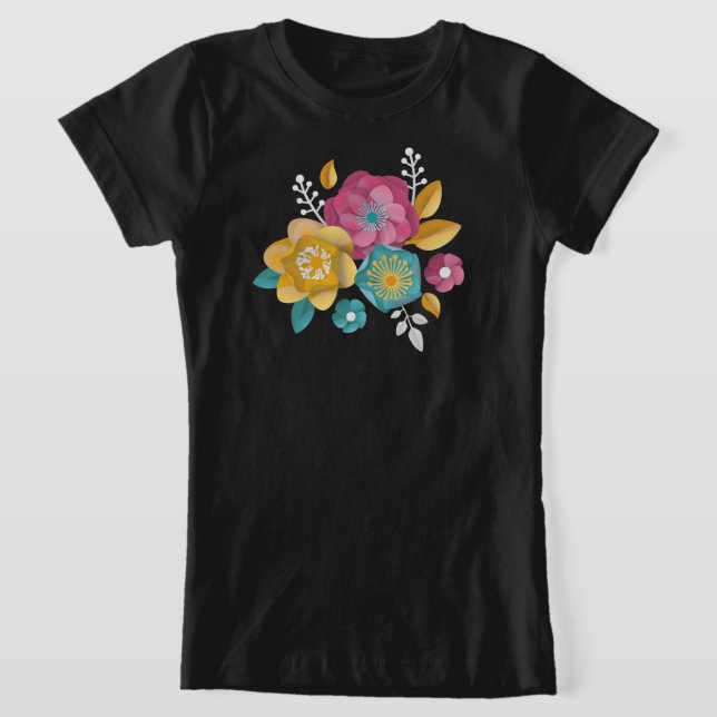 Camiseta Papel de Bouquet de círculo florido en 3D (Distribución)
