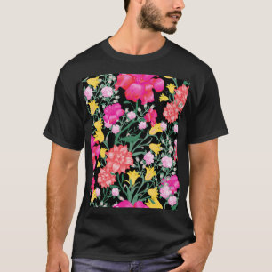 Camiseta Papel de escritorio floral Patrón de flores grande