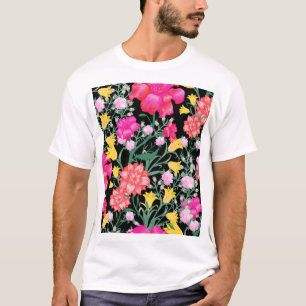 Camiseta Papel de escritorio floral Patrón de flores grande