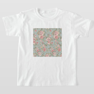 Camiseta Papel de fondo floral vintage