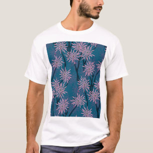 Camiseta Papel de pared floral: azul marino asiático, rosa.