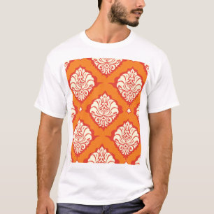 Camiseta Papel de paredes de damasco naranja: sin costuras 