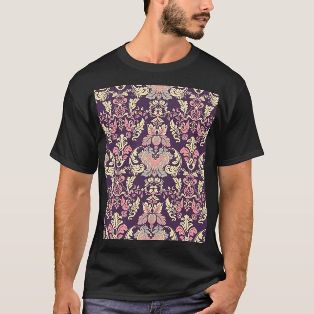 Camiseta Papel de paredes de flores de época clásico barroc (Anverso)