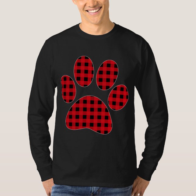 Camiseta Papel de perro de cachorro Impresión Red Plaid Mat (Anverso)