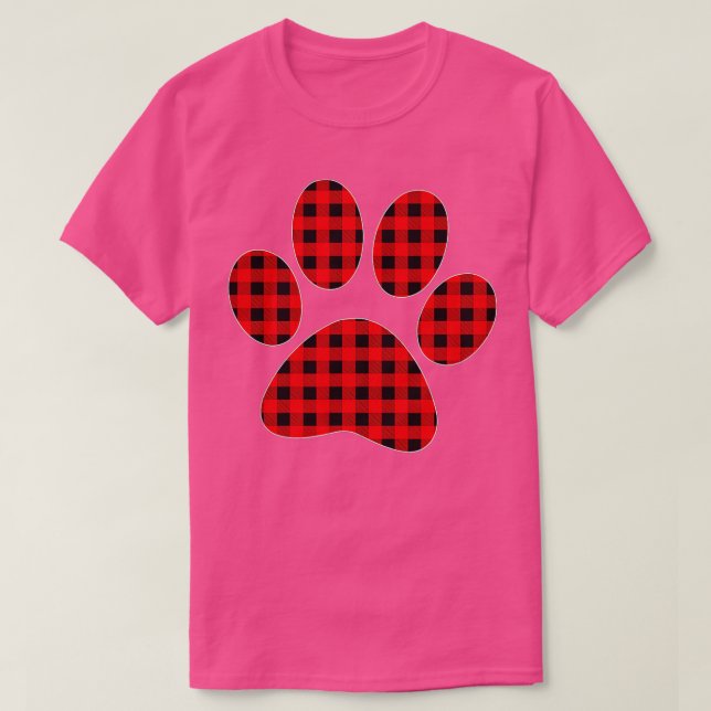 Camiseta Papel de perro de cachorro Impresión Red Plaid Mat (Diseño del anverso)