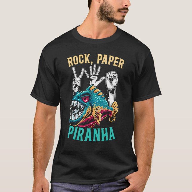 Camiseta Papel de rock Piranha Whisperer Fish Aquarist Fish (Anverso)