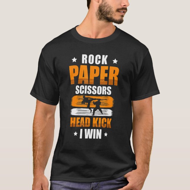Camiseta Papel De Rock Tijeras De Cabeza Kick Gané Por Un T (Anverso)