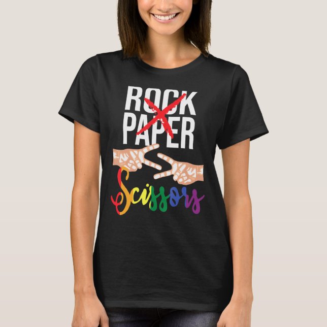 Camiseta Papel de rock tira el orgullo gay lgbtq lesbiano (Anverso)