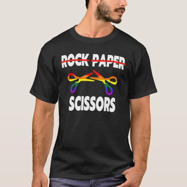 Camiseta Papel de rock tira el orgullo lesbiano arcoiris LG (Anverso)
