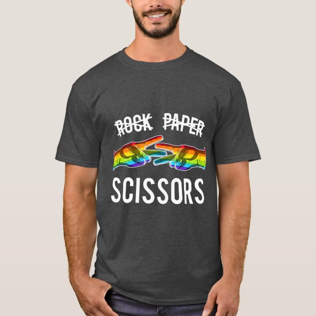 Camiseta Papel de rock tira el orgullo lesbiano Rainbow LGB (Anverso)