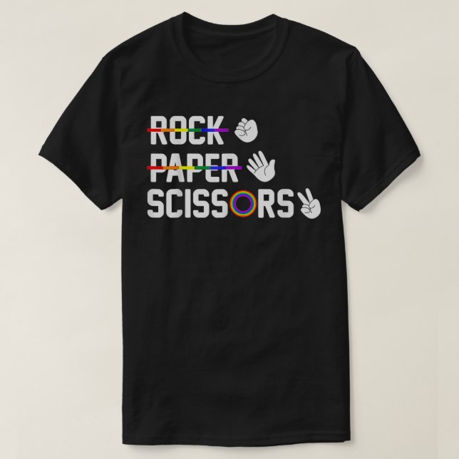 Camiseta Papel de rock tira el orgullo LGBT de lesbianas ga (Diseño del anverso)
