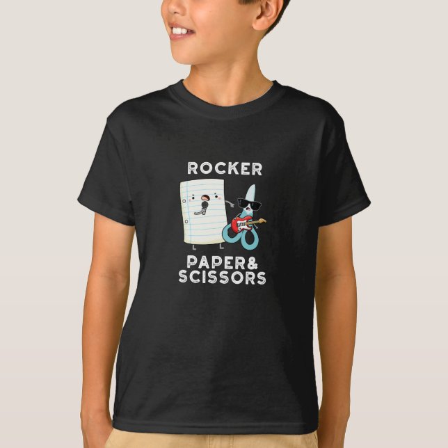 Camiseta Papel De Rocker Y Tijeras Juego Gracioso Pun Oscur (Anverso)