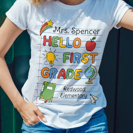 Camiseta Papel Escolar & Garabatos Hola Primer Grado