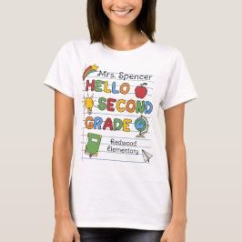 Camiseta Papel Escolar & Garabatos Hola Segundo Grado