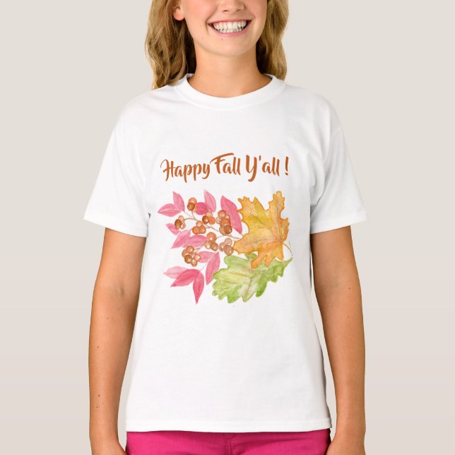 Camiseta Papel Napkin feliz de otoño con hojas y bayas (Anverso)