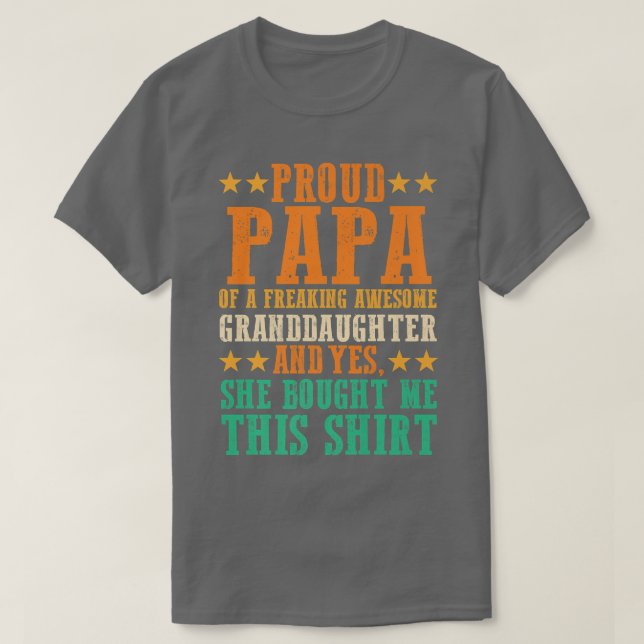 Camiseta Papel orgulloso del abuelo de la nieta (Diseño del anverso)