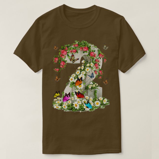 Camiseta papel tapiz de mariposa y flor (Diseño del anverso)