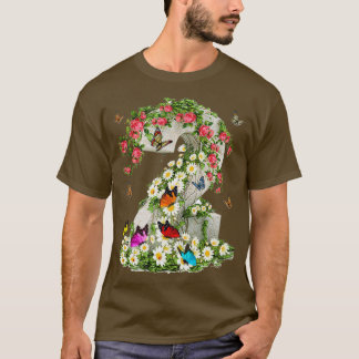 Camiseta papel tapiz de mariposa y flor